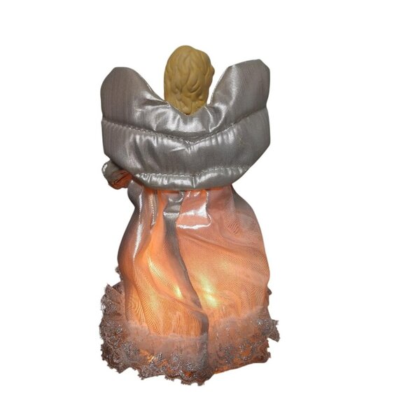 Illuminated Angel Christmas Tree Topper With Silver Gown & Lights - Picture 2 of 8